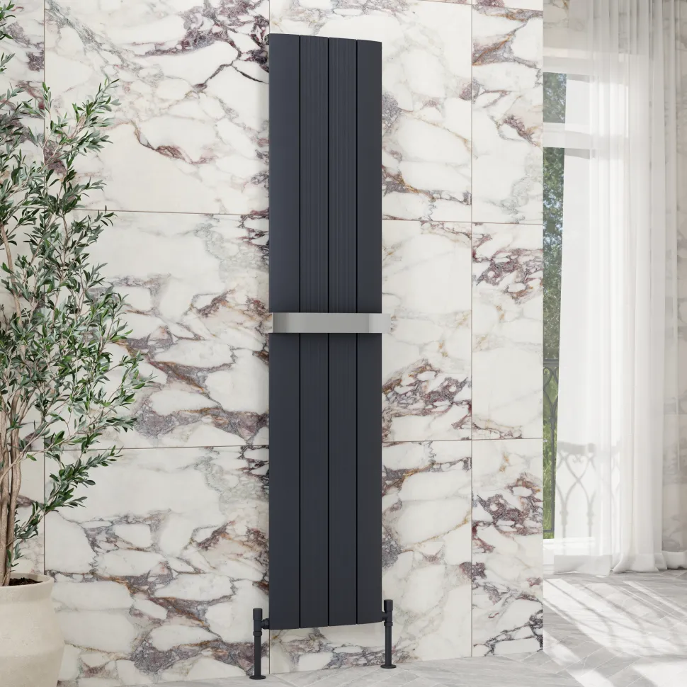 Toasty Drift Anthracite Vertical Aluminium Radiator - 1800 x 375mm