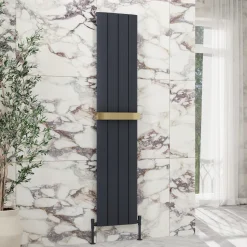 Toasty Drift Anthracite Vertical Aluminium Radiator - 1800 x 375mm