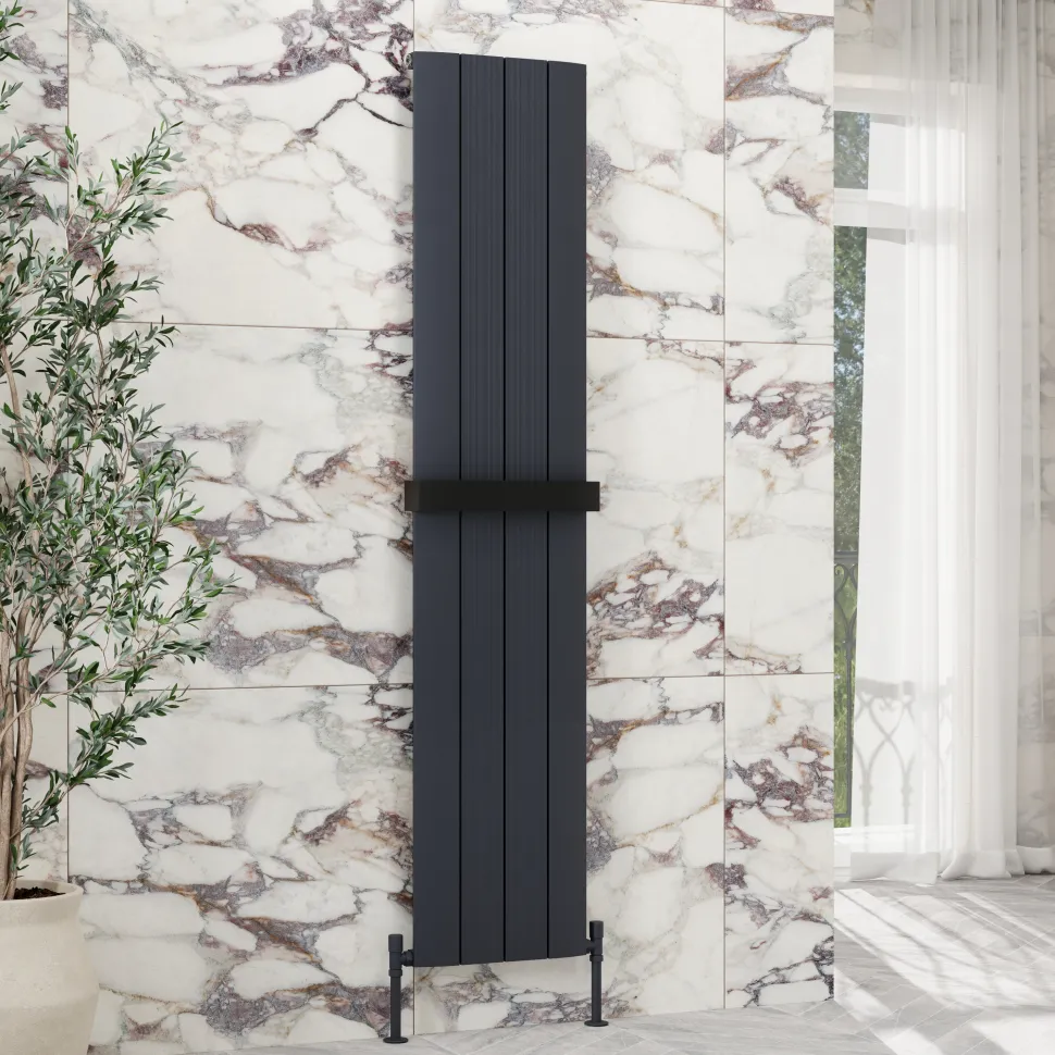 Toasty Drift Anthracite Vertical Aluminium Radiator - 1800 x 375mm