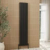 Toasty Drift Matt Black Vertical Aluminium Radiator - 1800 x 375mm