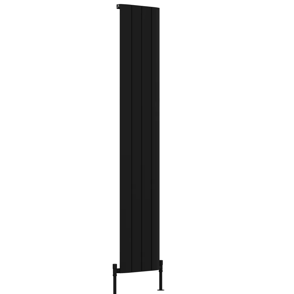 Toasty Drift Matt Black Vertical Aluminium Radiator - 1800 x 375mm