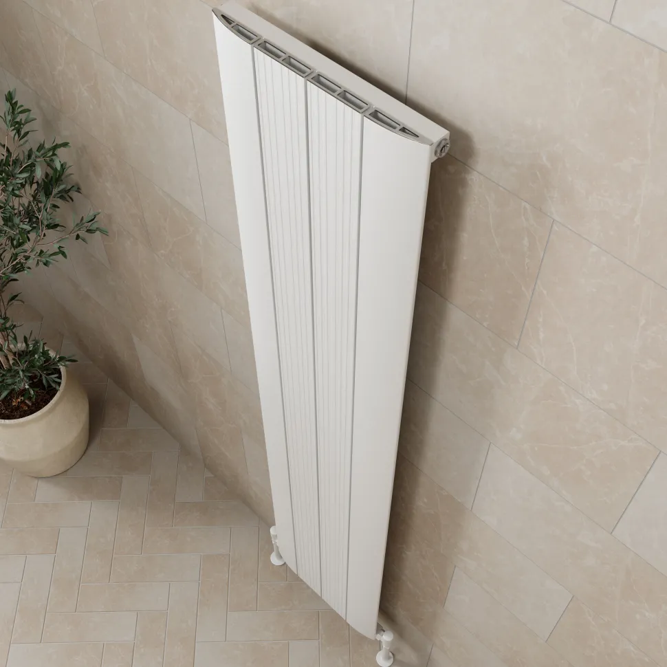 Toasty Drift White Vertical Aluminium Radiator - 1800 x 375mm