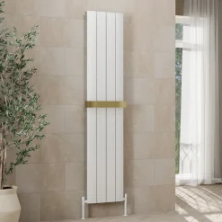 Toasty Drift White Vertical Aluminium Radiator - 1800 x 375mm