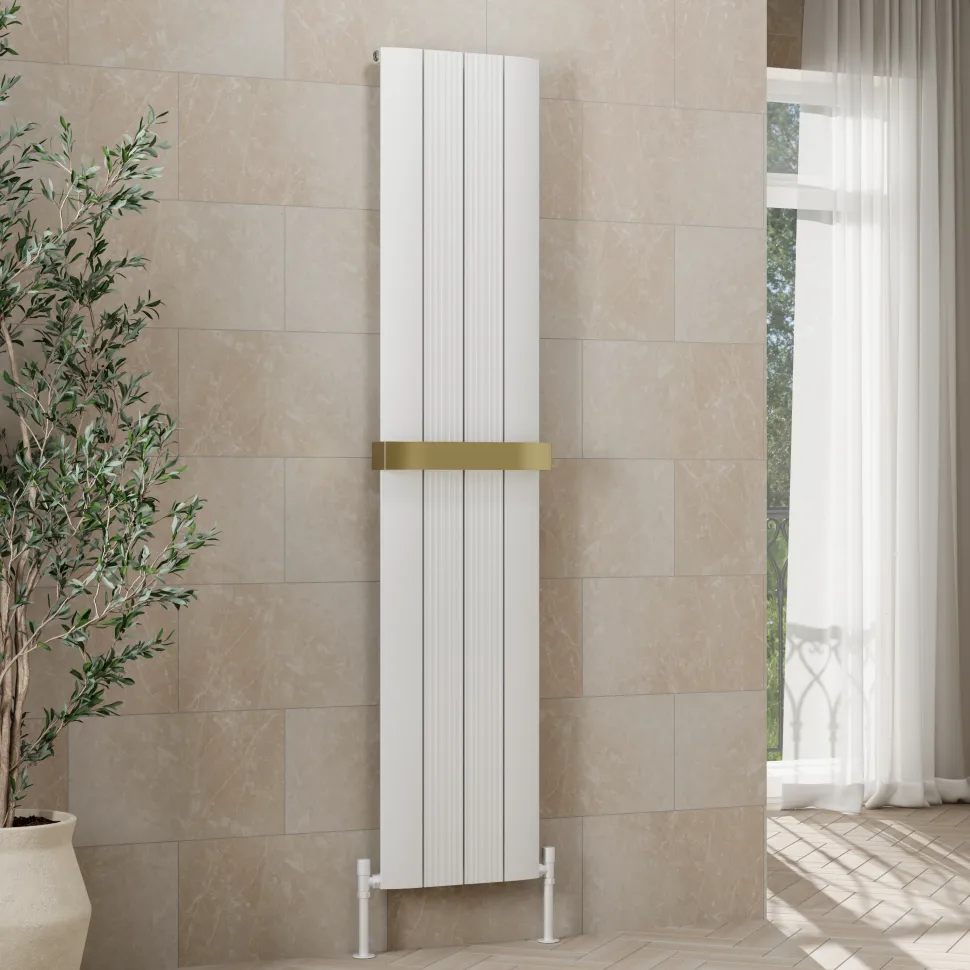 Toasty Drift White Vertical Aluminium Radiator - 1800 x 375mm
