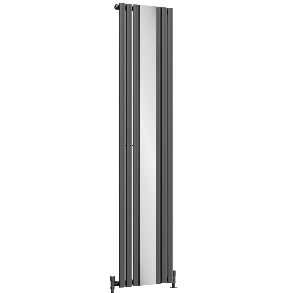 Toasty Echo Anthracite Grey Oval Single Panel Vertical Mirror Radiator - 1800 x 500mm
