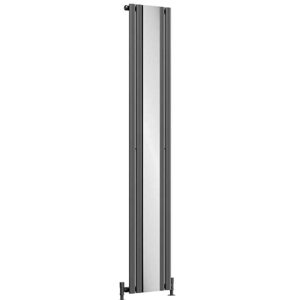 Toasty Echo Anthracite Grey Oval Single Panel Vertical Mirror Radiator - 1800 x 380mm