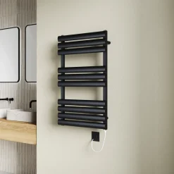 Toasty Eden Matt Black Electric Heated Towel Rail with Heating Element