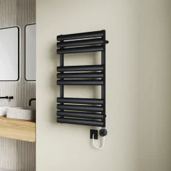 Toasty Eden Matt Black Electric Heated Towel Rail with Heating Element