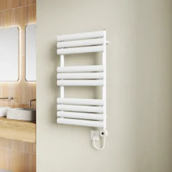 Toasty Eden Matt White Electric Heated Towel Rail with Heating Element