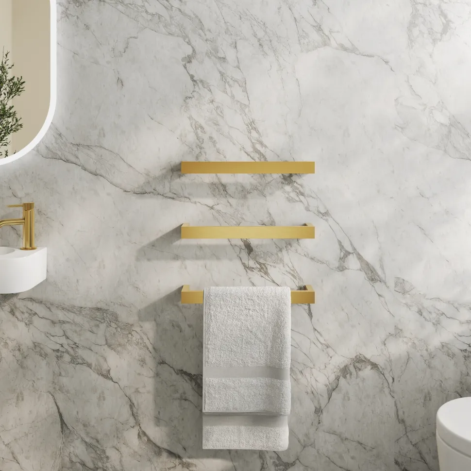 Toasty Flare Brushed Brass Electric Heated Towel Rail
