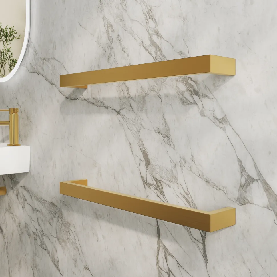 Toasty Flare Brushed Brass Electric Heated Towel Rail