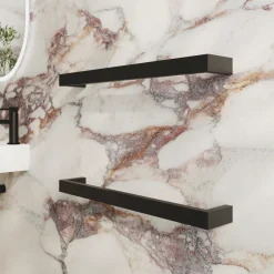Toasty Flare Matt Black Electric Heated Towel Rail