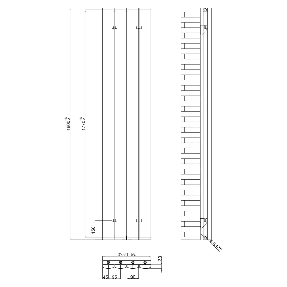 Toasty Forma White Vertical Aluminium Radiator