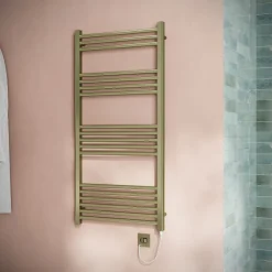 Toasty Glow Brushed Brass 22mm Electric Heated Ladder Towel Rail with Heating Element