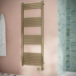 Toasty Glow Brushed Brass 22mm Electric Heated Ladder Towel Rail with Heating Element
