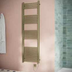 Toasty Glow Brushed Brass 22mm Electric Heated Ladder Towel Rail with Heating Element