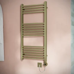 Toasty Glow Brushed Brass 22mm Electric Heated Ladder Towel Rail with Heating Element