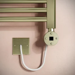 Toasty Glow Brushed Brass 22mm Electric Heated Ladder Towel Rail with Heating Element