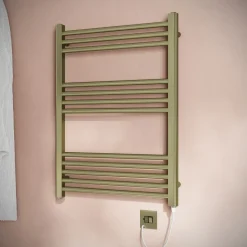 Toasty Glow Brushed Brass 22mm Electric Heated Ladder Towel Rail with Heating Element