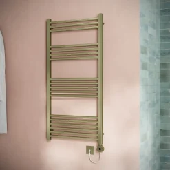 Toasty Glow Brushed Brass 22mm Electric Heated Ladder Towel Rail with Heating Element