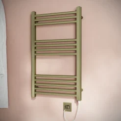 Toasty Glow Brushed Brass 22mm Electric Heated Ladder Towel Rail with Heating Element