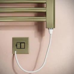 Toasty Glow Brushed Brass 22mm Electric Heated Ladder Towel Rail with Heating Element
