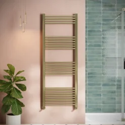 Toasty Glow Brushed Brass 22mm Heated Ladder Towel Rail