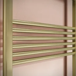 Toasty Glow Brushed Brass 22mm Heated Ladder Towel Rail