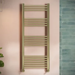 Toasty Glow Brushed Brass 22mm Heated Ladder Towel Rail