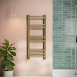 Toasty Glow Brushed Brass 22mm Heated Ladder Towel Rail