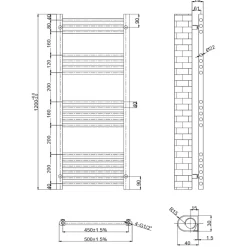 Toasty Glow Brushed Brass 22mm Heated Ladder Towel Rail