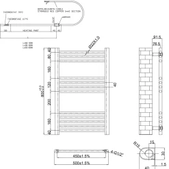 Toasty Glow Chrome 22mm Electric Heated Ladder Towel Rail with Heating Element
