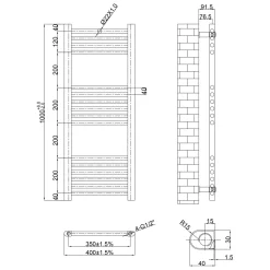 Toasty Glow Chrome 22mm Heated Ladder Towel Rail