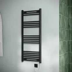Toasty Glow Matt Black 22mm Electric Heated Ladder Towel Rail with Heating Element