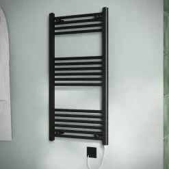 Toasty Glow Matt Black 22mm Electric Heated Ladder Towel Rail with Heating Element