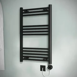 Toasty Glow Matt Black 22mm Electric Heated Ladder Towel Rail with Heating Element
