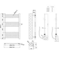 Toasty Glow Matt Black 22mm Electric Heated Ladder Towel Rail with Heating Element