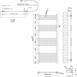 Toasty Glow Matt Black 22mm Electric Heated Ladder Towel Rail with Heating Element