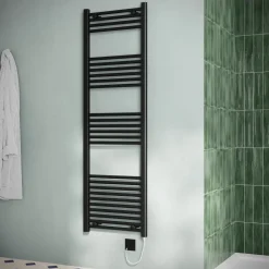 Toasty Glow Matt Black 22mm Electric Heated Ladder Towel Rail with Heating Element