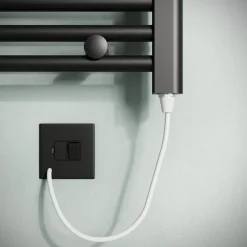 Toasty Glow Matt Black 22mm Electric Heated Ladder Towel Rail with Heating Element