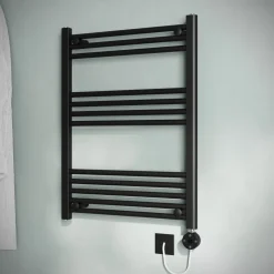 Toasty Glow Matt Black 22mm Electric Heated Ladder Towel Rail with Heating Element