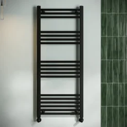 Toasty Glow Matt Black 22mm Heated Ladder Towel Rail
