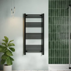 Toasty Glow Matt Black 22mm Heated Ladder Towel Rail