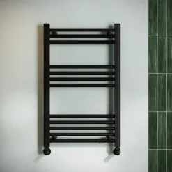 Toasty Glow Matt Black 22mm Heated Ladder Towel Rail