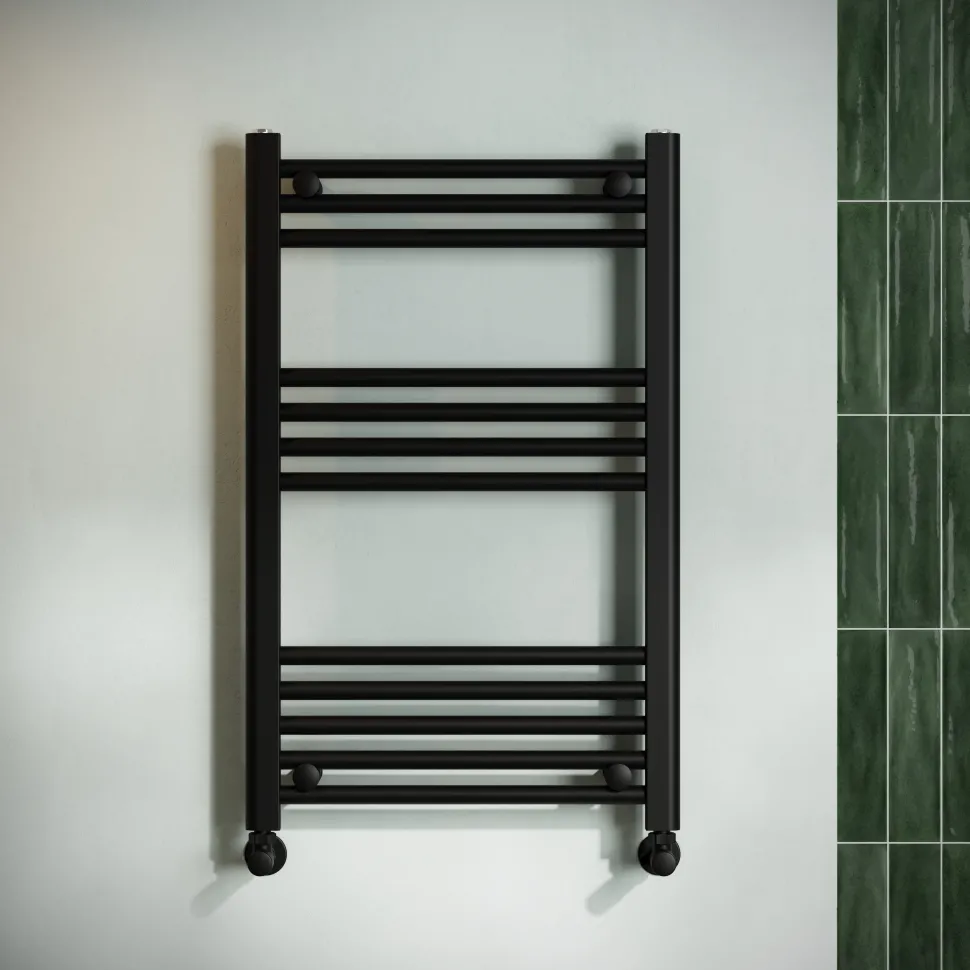 Toasty Glow Matt Black 22mm Heated Ladder Towel Rail