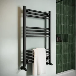 Toasty Glow Matt Black 22mm Heated Ladder Towel Rail