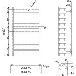 Toasty Glow Matt Black 22mm Heated Ladder Towel Rail