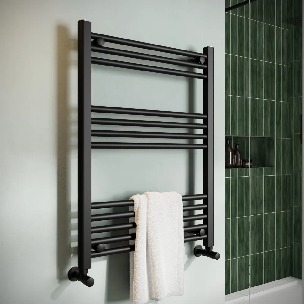 Toasty Glow Matt Black 22mm Heated Ladder Towel Rail