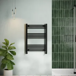 Toasty Glow Matt Black 22mm Heated Ladder Towel Rail
