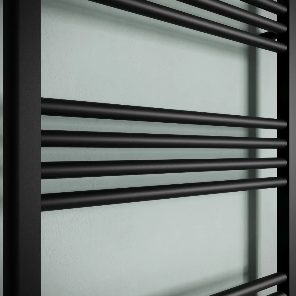 Toasty Glow Matt Black 22mm Heated Ladder Towel Rail